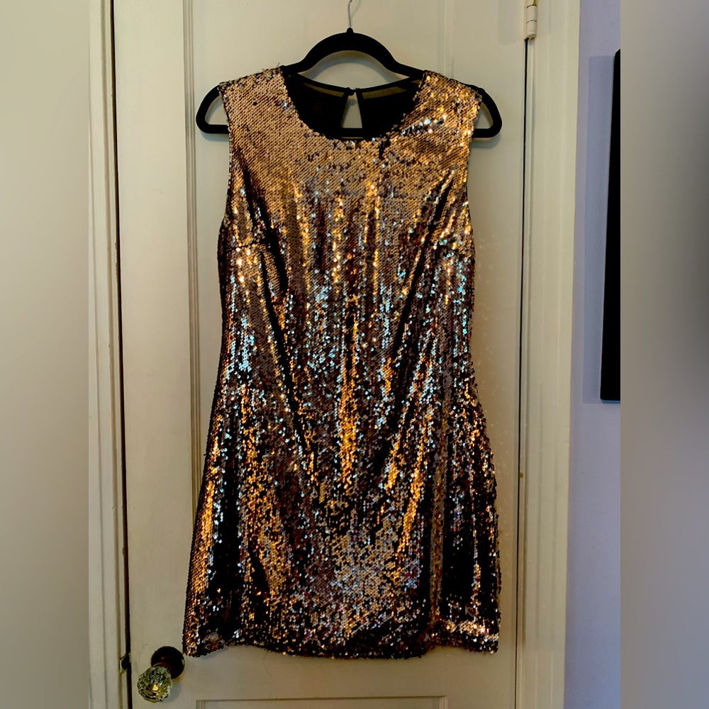 Gold sequined dress